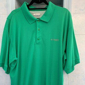 MENS BIG + TALL GREEN COLUMBIA PERFORMANCE FISHING GEAR XXL POLO SHIRT